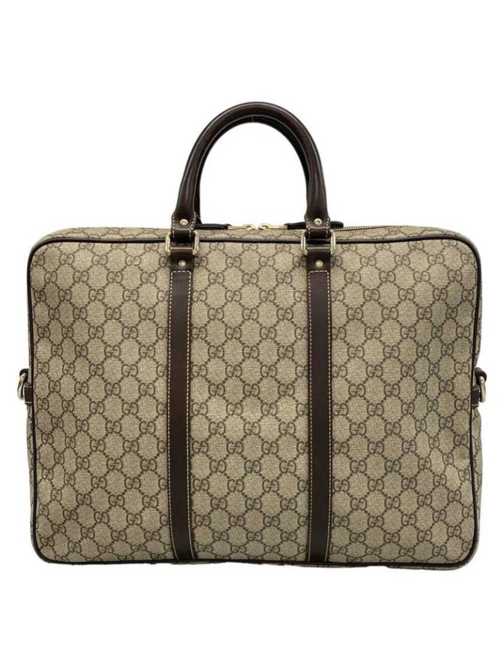★SOLD★ Gucci Business Bag GG Plus Supreme Dark Brown Beige No Lock Leather - Picture 3 of 15